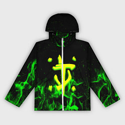 Ветровка с капюшоном женская Doom кислотное лого огненный, цвет: 3D-белый