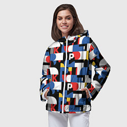 Ветровка с капюшоном женская Геометрия букв, цвет: 3D-белый — фото 2