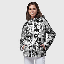 Ветровка с капюшоном женская Doom anime black, цвет: 3D-белый — фото 2