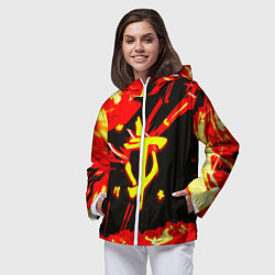 Ветровка с капюшоном женская Doom огненный, цвет: 3D-белый — фото 2