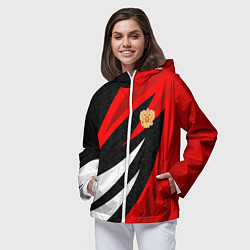 Ветровка с капюшоном женская Россия - красный спорт, цвет: 3D-белый — фото 2