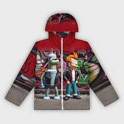 Женская ветровка Bender bending robot and Fry - ai art graffiti