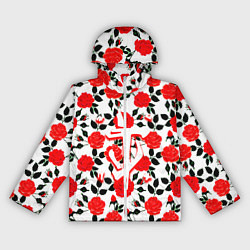 Ветровка с капюшоном женская Doom розы, цвет: 3D-белый