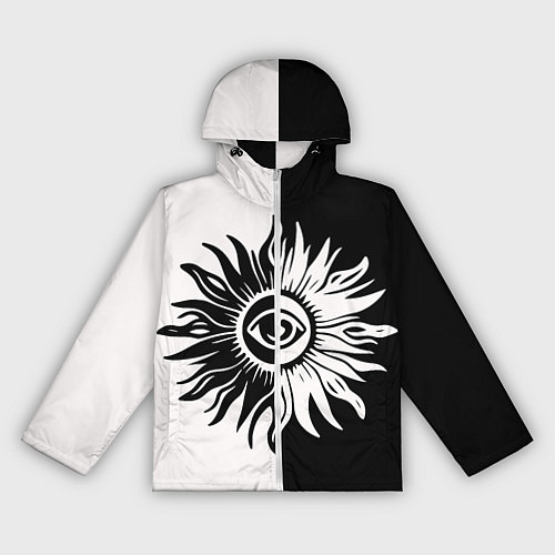 Женская ветровка Солнце черно-белое / 3D-Белый – фото 1