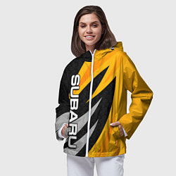 Ветровка с капюшоном женская Субару - желтый, цвет: 3D-белый — фото 2