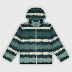 Ветровка с капюшоном женская Полосы зигзагообразные зеленые, цвет: 3D-белый
