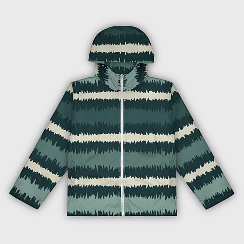 Женская ветровка Полосы зигзагообразные зеленые / 3D-Белый – фото 1