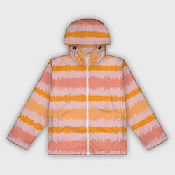 Ветровка с капюшоном женская Полосы зигзагообразные оранжево-розовые, цвет: 3D-белый