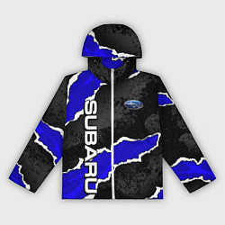 Ветровка с капюшоном женская Subaru - синий разрыв, цвет: 3D-белый