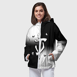 Ветровка с капюшоном женская Doom black geometry, цвет: 3D-белый — фото 2