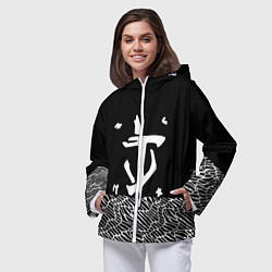 Ветровка с капюшоном женская Doom геометрия линии, цвет: 3D-белый — фото 2