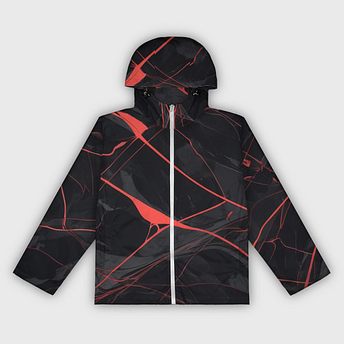 Женская ветровка Текстура мрамора с красными полосками / 3D-Белый – фото 1