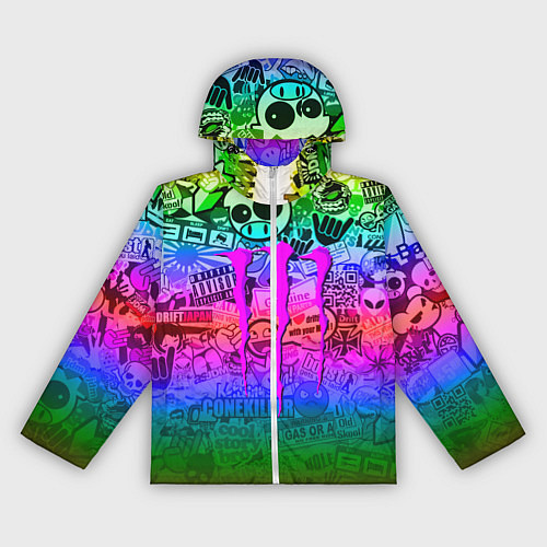 Женская ветровка Monster energy неоновые стикеры / 3D-Белый – фото 1