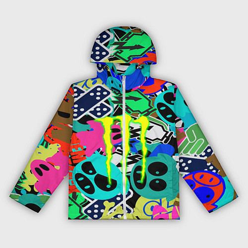 Женская ветровка Monster energy стикеры / 3D-Белый – фото 1