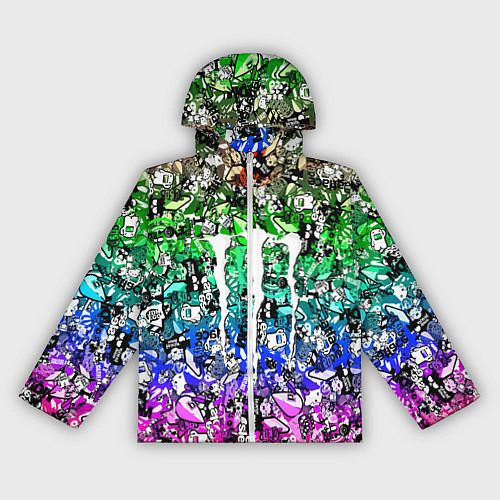 Женская ветровка Monster energy стикеры / 3D-Белый – фото 1