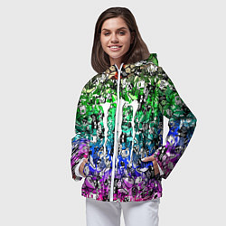 Ветровка с капюшоном женская Monster energy стикеры, цвет: 3D-белый — фото 2