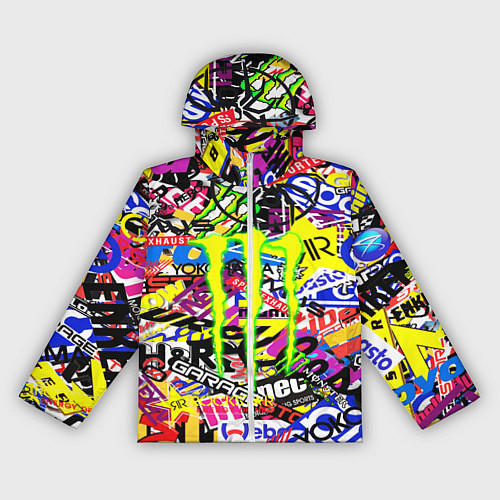 Женская ветровка Monster energy бренды стикеры / 3D-Белый – фото 1