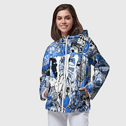 Ветровка с капюшоном женская Monster energy sticker blue, цвет: 3D-белый — фото 2