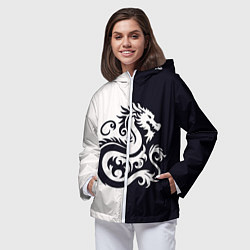 Ветровка с капюшоном женская Дракон на темно-синем, цвет: 3D-белый — фото 2