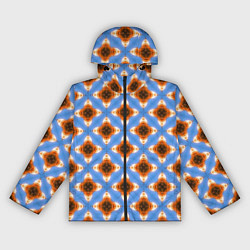 Ветровка с капюшоном женская Калейдоскоп на голубом фоне, цвет: 3D-черный