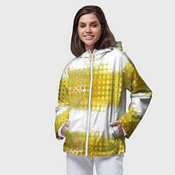 Ветровка с капюшоном женская Узорчатые золотые полосы, цвет: 3D-белый — фото 2