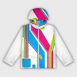 Ветровка с капюшоном женская Цветное абстрактное искусство, цвет: 3D-белый