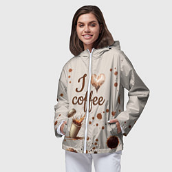 Ветровка с капюшоном женская Пятна кофе часть дизайна - можно проливать, цвет: 3D-белый — фото 2