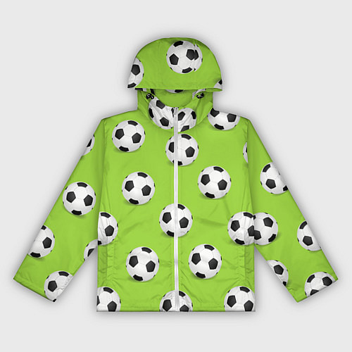 Женская ветровка Футбольные мячи на зеленом / 3D-Белый – фото 1