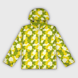 Ветровка с капюшоном женская Яркий камуфляж желтые и зеленые пятна, цвет: 3D-белый