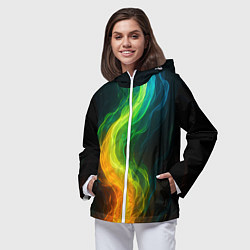 Ветровка с капюшоном женская Разноцветное пламя, цвет: 3D-белый — фото 2