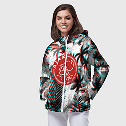 Ветровка с капюшоном женская Ajax тропики глитч, цвет: 3D-белый — фото 2