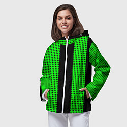 Ветровка с капюшоном женская Color background black green, цвет: 3D-белый — фото 2