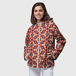 Ветровка с капюшоном женская Красно-синий калейдоскоп, цвет: 3D-белый — фото 2