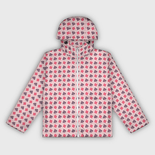 Женская ветровка Паттерн бубны и пики розовый / 3D-Белый – фото 1