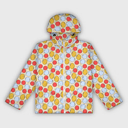 Ветровка с капюшоном женская Красные, голубые и желтые пузыри, цвет: 3D-белый
