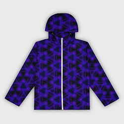Ветровка с капюшоном женская Мерцающие треугольники индиго, цвет: 3D-белый