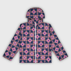 Ветровка с капюшоном женская Фиолетово-розовый геометрический паттерн, цвет: 3D-белый