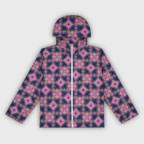 Женская ветровка Фиолетово-розовый геометрический паттерн / 3D-Белый – фото 1