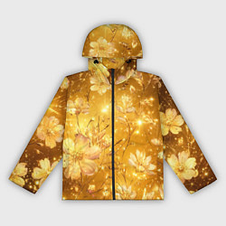 Ветровка с капюшоном женская Цветочный золотой с искрами, цвет: 3D-черный