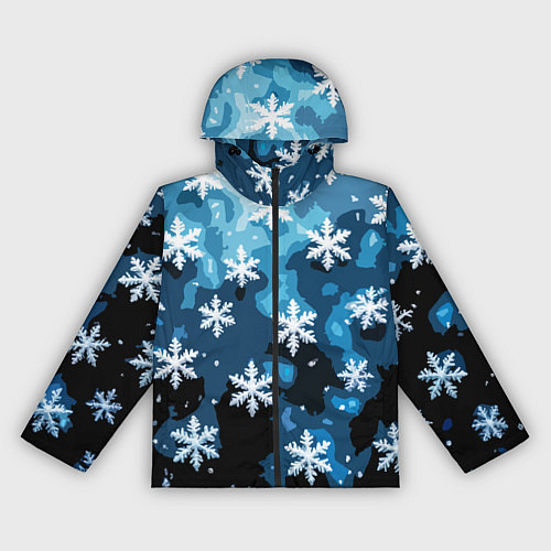 Женская ветровка Стилизованный паттерн со снежинками тёмно-синий / 3D-Черный – фото 1