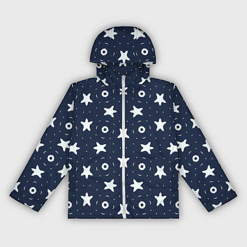 Женская ветровка Белые кольца и звезды на синем / 3D-Белый – фото 1