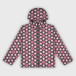 Ветровка с капюшоном женская Абстрактная розовая текстура, цвет: 3D-черный