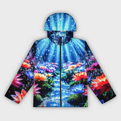 Ветровка с капюшоном женская Цветы на глубине освещённые лучами, цвет: 3D-черный