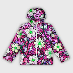 Женская ветровка Цветочный розовый витраж