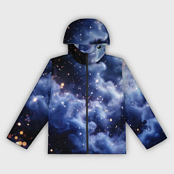 Ветровка с капюшоном женская Волшебная дымка тёмно-синий с искрами, цвет: 3D-черный