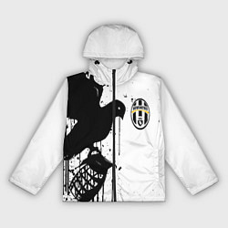 Ветровка с капюшоном женская Ювентус черная птица краски, цвет: 3D-черный