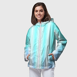 Ветровка с капюшоном женская Neon white blue lines, цвет: 3D-белый — фото 2