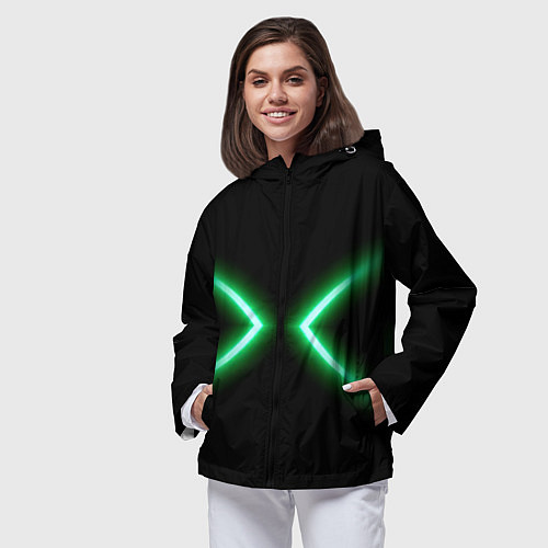 Женская ветровка Neon green lines / 3D-Черный – фото 3