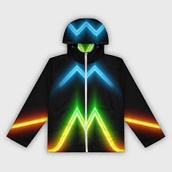 Ветровка с капюшоном женская Neon multicolored lines, цвет: 3D-белый