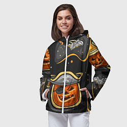 Ветровка с капюшоном женская Пиратский хэллоуин, цвет: 3D-белый — фото 2